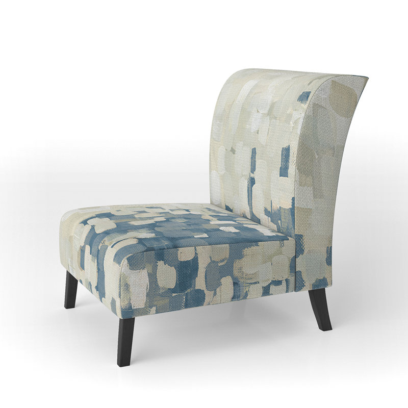 Explosion Blocks - Modern Upholstered Slipper Chair, Blue