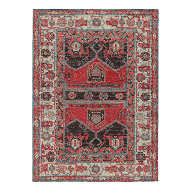 Rug & Kilim’S Kurdish Tribal Style Rug In Red And Brown With Geometric Patterns
