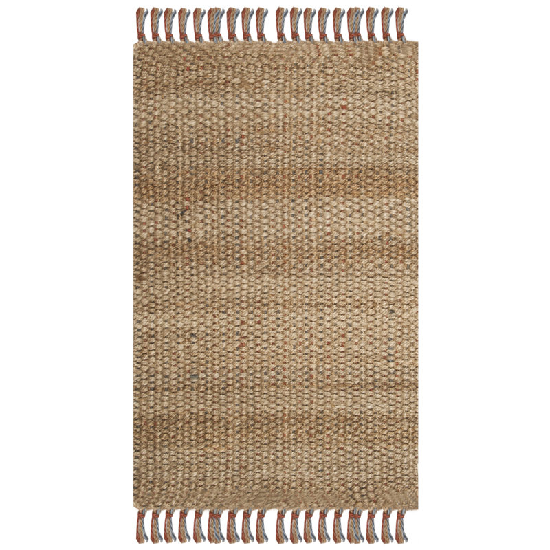 Debroh Natural Fiber Hand Woven Jute Solid Color Rug, Rectangle 2'6" x 4'