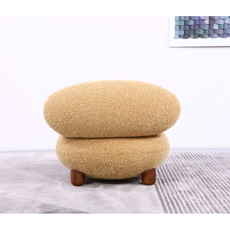 Fauteuil et repose-pieds NOOM, Mélange de polyester jaune / laine