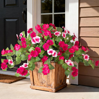 Artificial Fake Flowers for Outdoors Spring Decoration 2 Bundles Faux Flowers Plants for Outdoor Planters