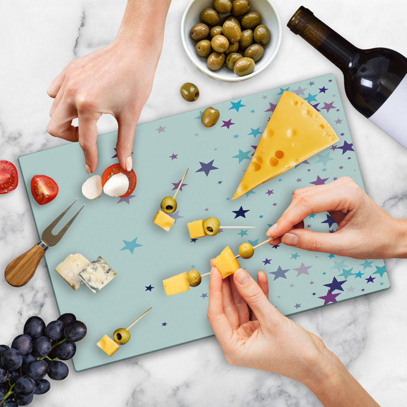Ambesonne Stars Cutting Board Large Size Spreading  Multicolor