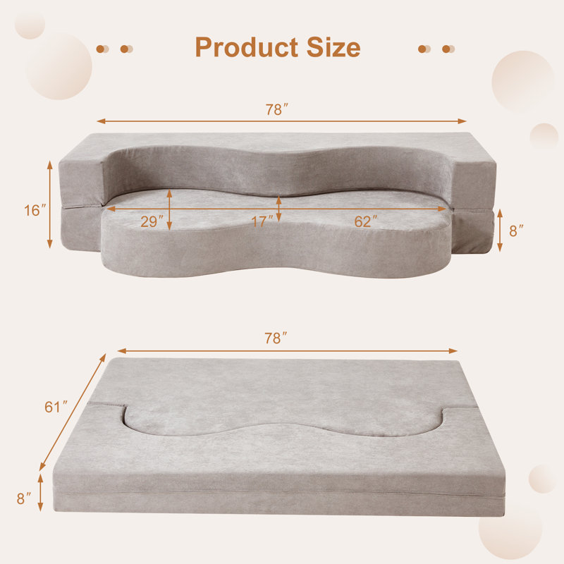 Folding Sofa Bed, Floor Sofa Couch, Convertible Sofa Bed With High Density Foam, Foldable Floor Couch Bed For Living Room, Guest Room, Bedroom