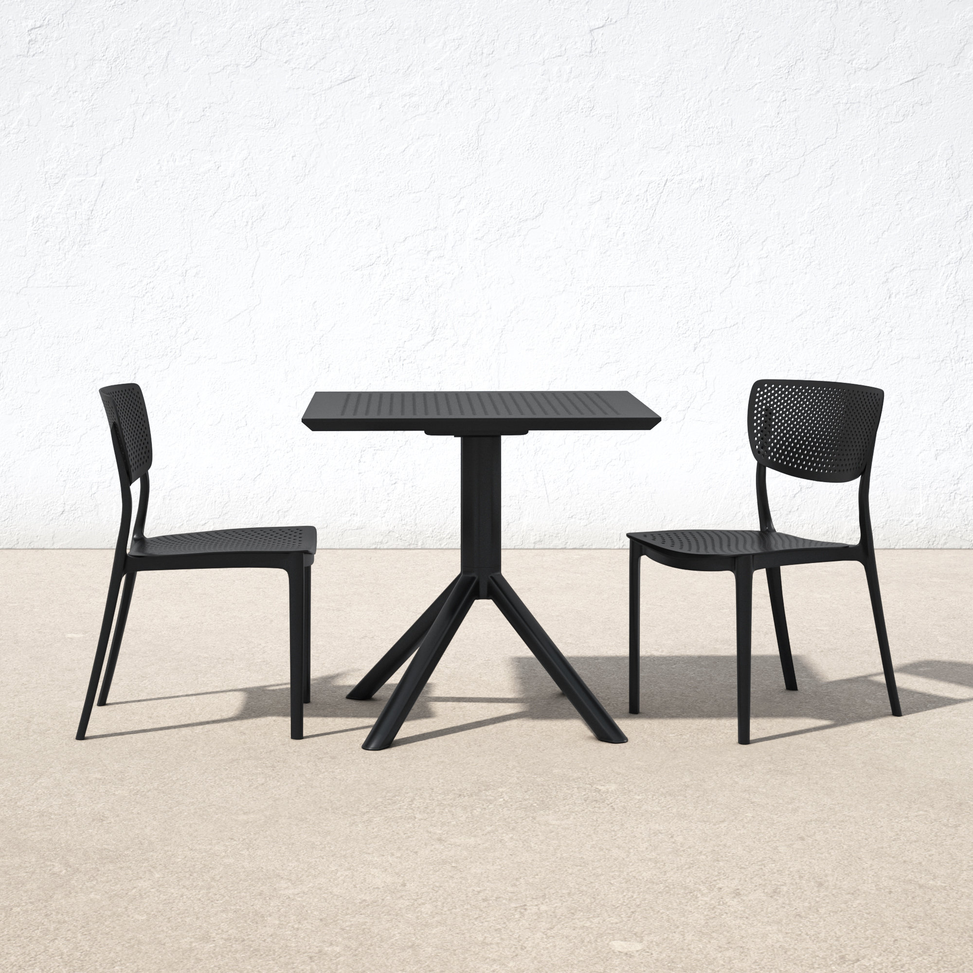 Farrah 31" Square 2-Person Bistro Set, Black, 27.5" D x 27.5" W x 29.5" H