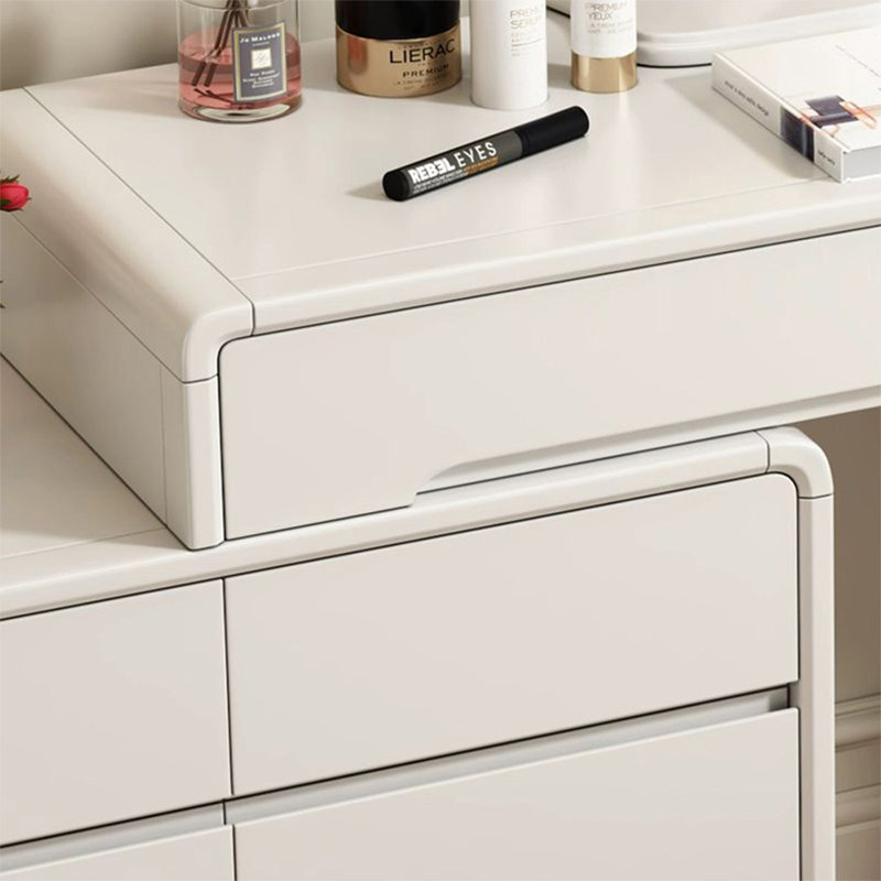 Coiffeuse de maquillage avec miroir lumineux, 8 tiroirs