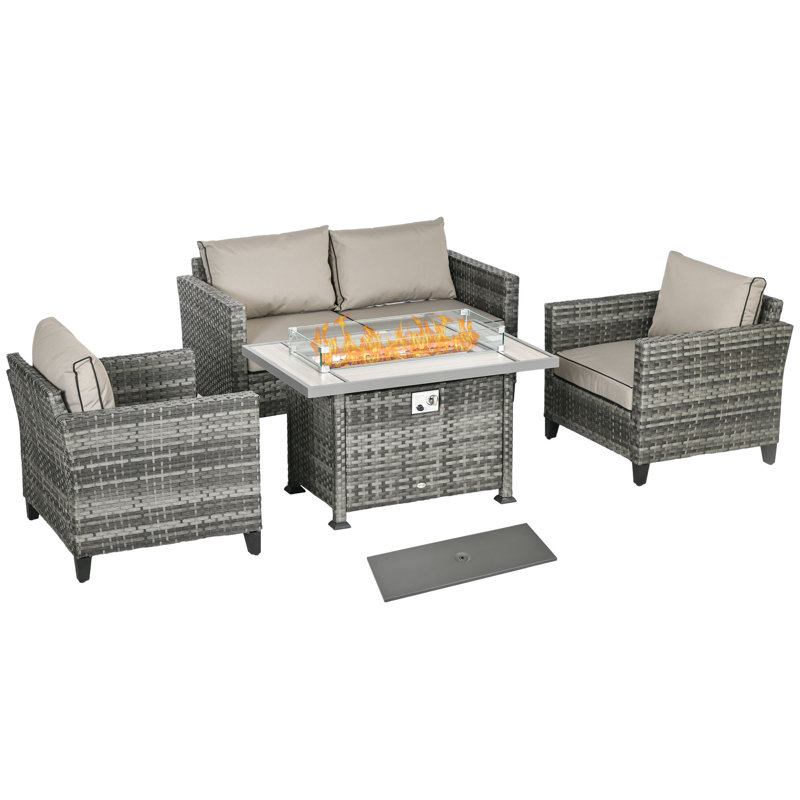 Ajanai 4 - Person Garden Lounge Set with Cushions, Grey