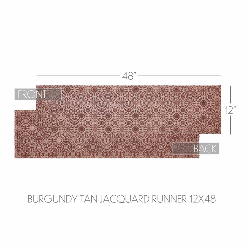  Chemin de table rectangulaire Custom House, Brun clair / rouge, 48 po x 12 po
