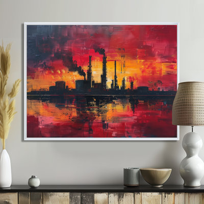 Jaune, rouge, production, pionniers, usines, usines, art mural, salon