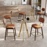 Ensemble de 3/5 tables de bar rondes en verre avec des chaises de style champêtre