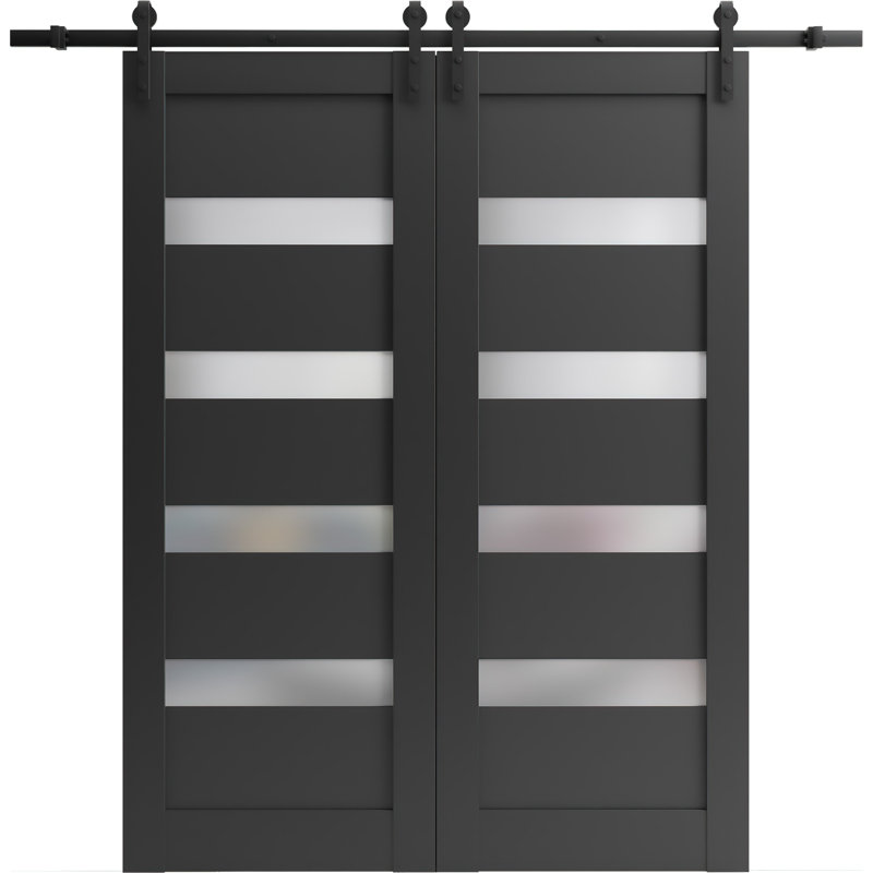 Portes de grange en bois givré Quadro, 84 po x 80 po