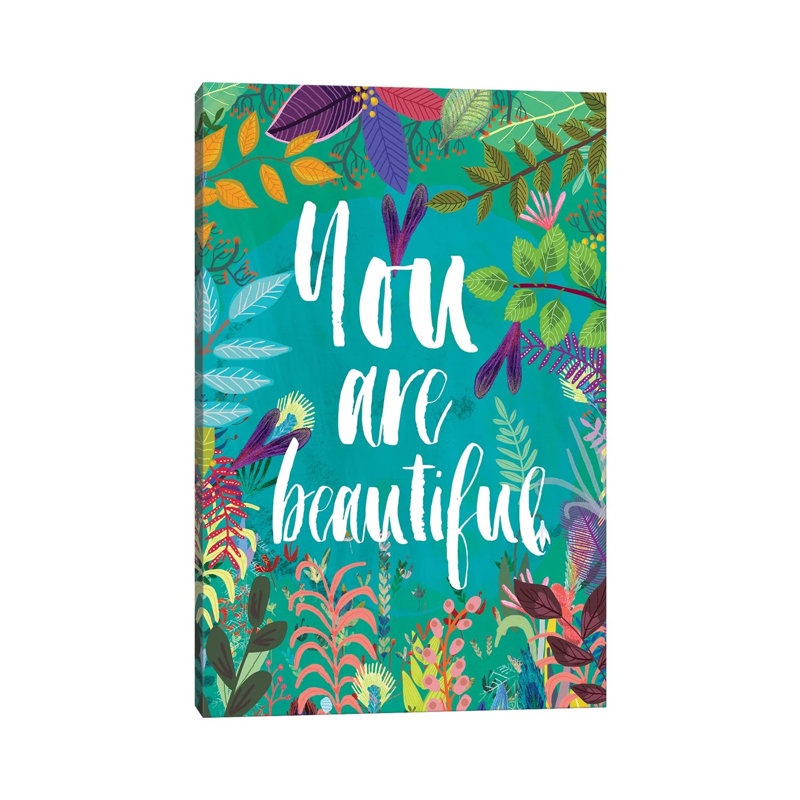 You Are Beautiful 1 Piece Wrapped Canvas Wall Art, 20.32 cm H x 30.48 cm W