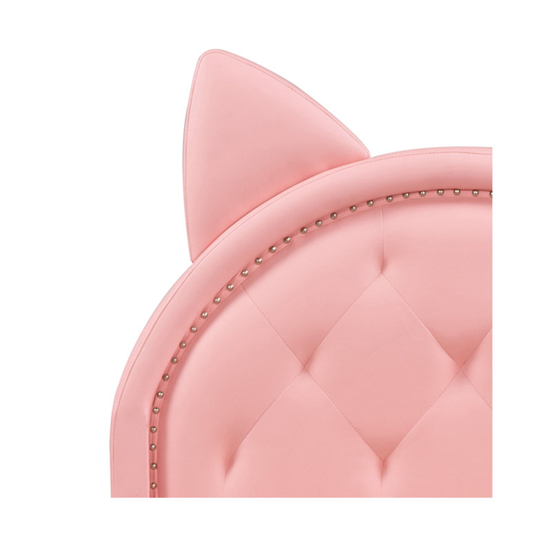 Lit plateforme simple touffeté Kallel, Rose