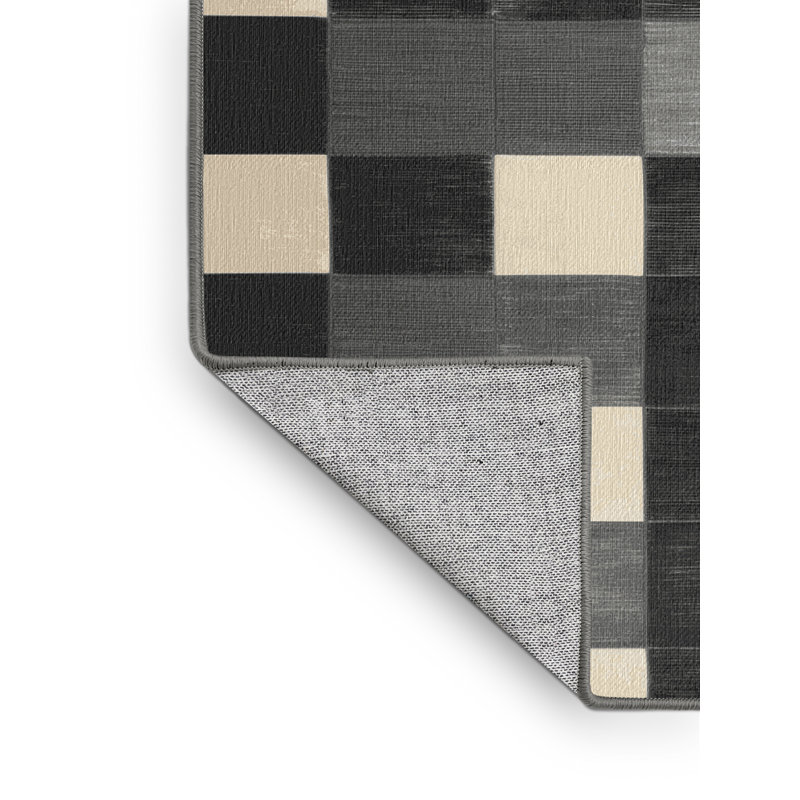 Tapis brun à carreaux lavable à la machine, Carré 6 pi