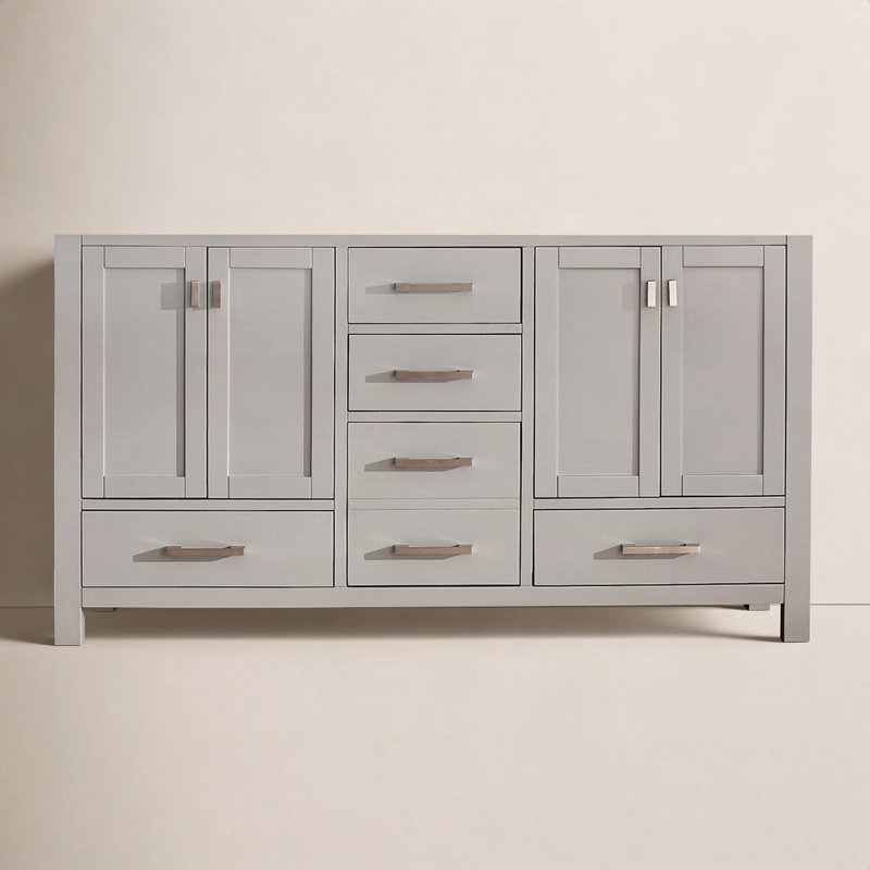 Modero 60'' W Double Bathroom Vanity Base, Chilled Gray
