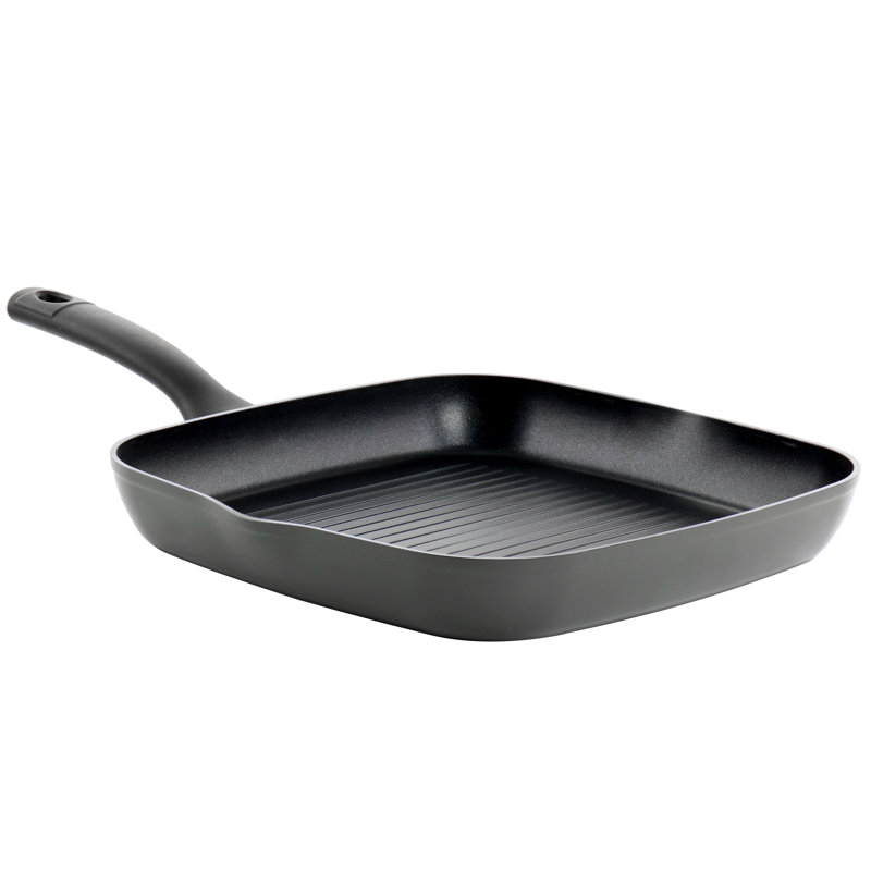 Poêle gril carrée antiadhésive en aluminium 11 pouces noire
