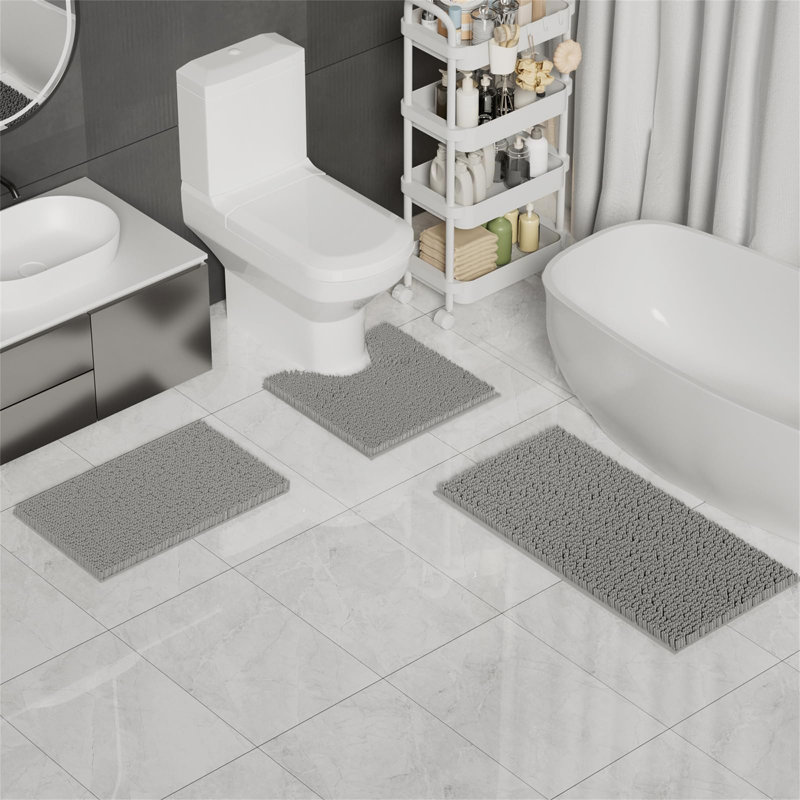 Rigg Chenille Non-Slip Bath Rug, Grey