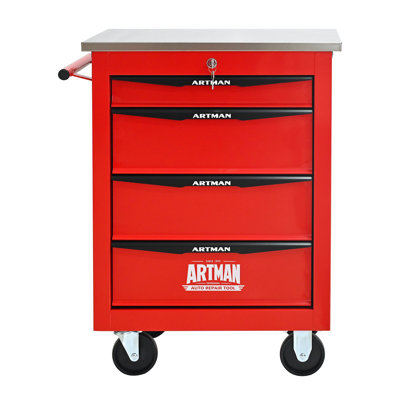 4 Drawers Multifunctional Tool Cart With Wheels,Metal Rolling Tool Cart Storage For Garage Workshop Warehouse Repair Shop--With  Stainless Steel Roof