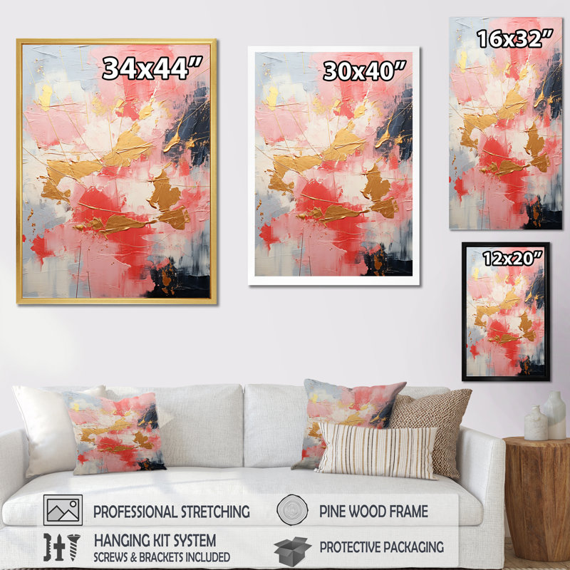 Dépliant abstrait peu familier - peinture abstraite, art mural sur toile, Cadre flottant noir, 32" H x 24" W