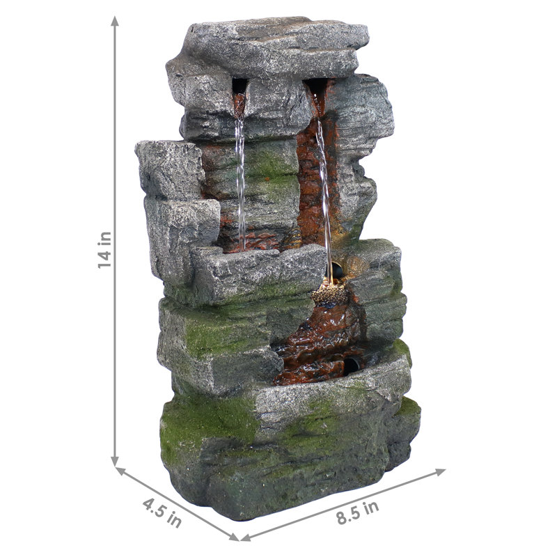 Halloway Resin Towering Cave Rustic Gray Indoor Tabletop Fountain