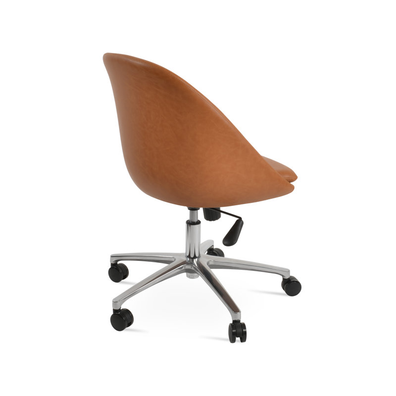 Chaise de bureau Avanos, Chrome, Caramel