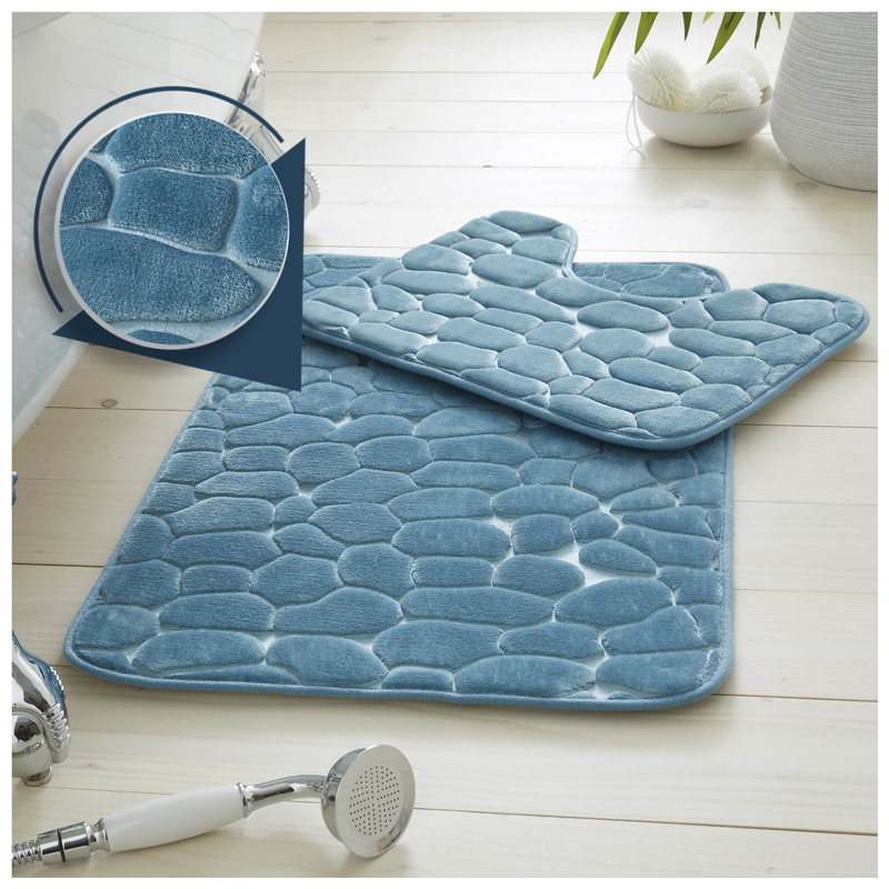 Memory Foam Non-Slip Bath Mat, Aqua