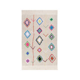 Kaarol Hand Tufted Cotton Moroccan Area Rug in Beige/Orange/Yellow/Navy