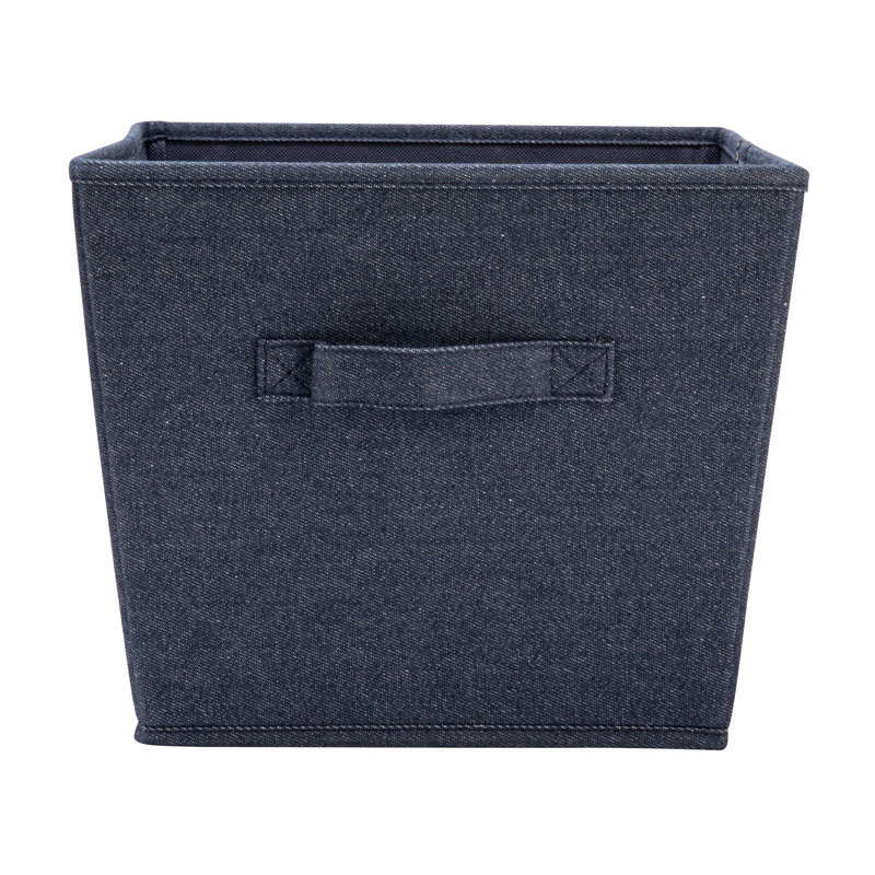 Denim Blue Fabric Stackable Storage Cubes with Cloth Handles