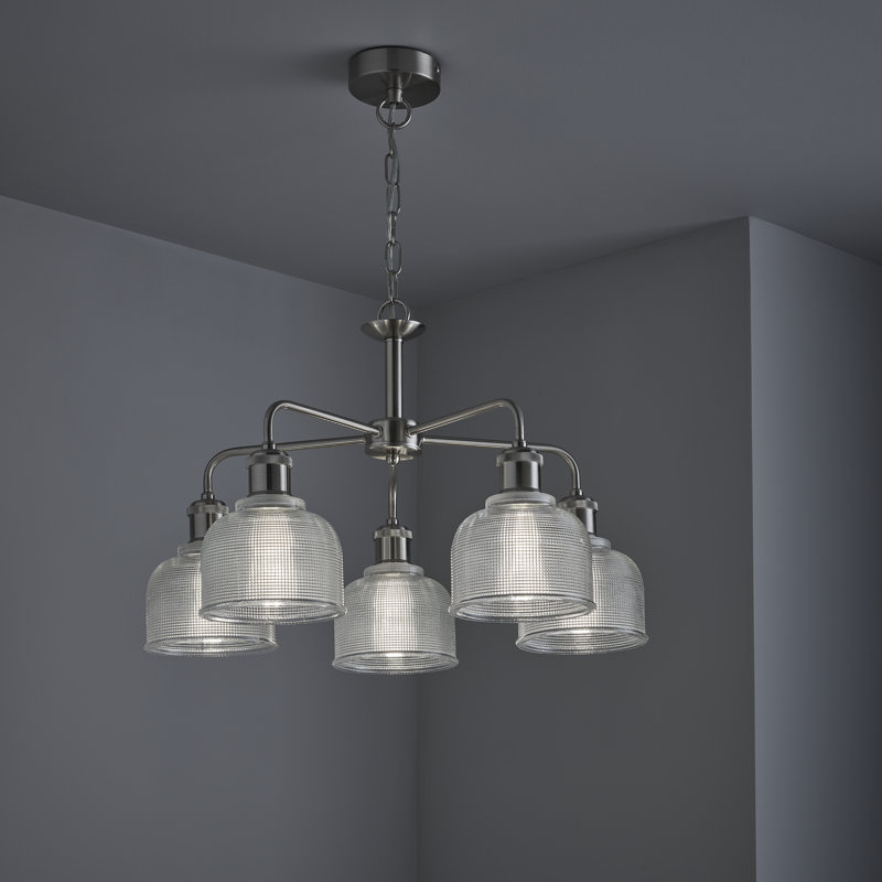 Shafer 5-Light Shaded Chandelier, Satin Silver