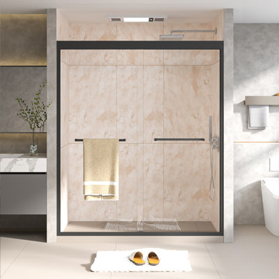 Adjustable Shower & Tub Doors, 56 To 60 In Glass Matte Black For Home