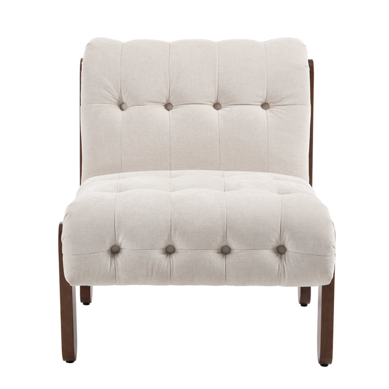 Modern Chic Accent Chair - Solid Wood Frame With Tufted Upholstered Seat & Back - Quilted Button Detailing- Cozy Armchair For Living Room, Bedroom