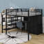 Lit mezzanine double en métal avec ensemble de table et garde-robe