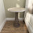 Mango Wood Handmade Turned Gray Side End Accent Table with Brown Mosaic Wood Chip Tabletop
