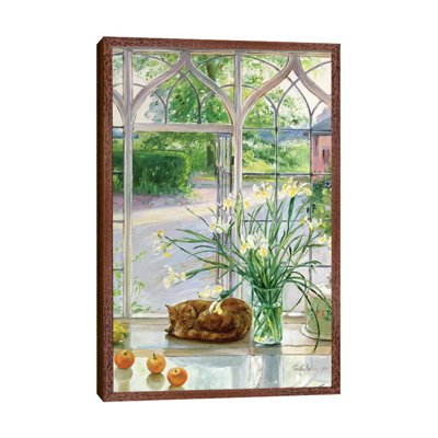 Irises And Sleeping Cat by Timothy Easton - Painting on Canvas