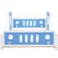 Lit plateforme bleu en forme de voiture pleine grandeur avec roulettes - Bois de pin et conception de voiture ludique-2039678459-2039678460