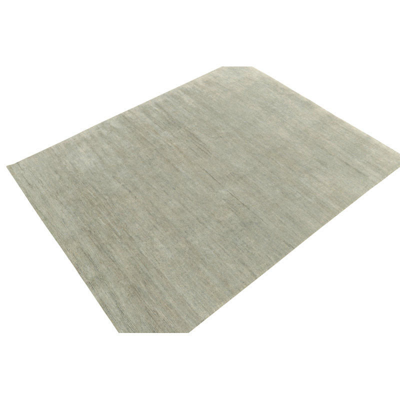 Modern Textural Hand Knotted Striped Area Rug, Rectangle 10' x 14'