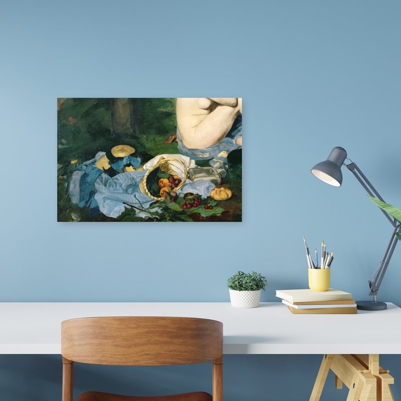 Dejeuner Sur L'Herbe, 1863 Impressionist Abstract Contemporary Cherry Fruit Wall Art Print by Edouard Manet - Wrapped Canvas Print