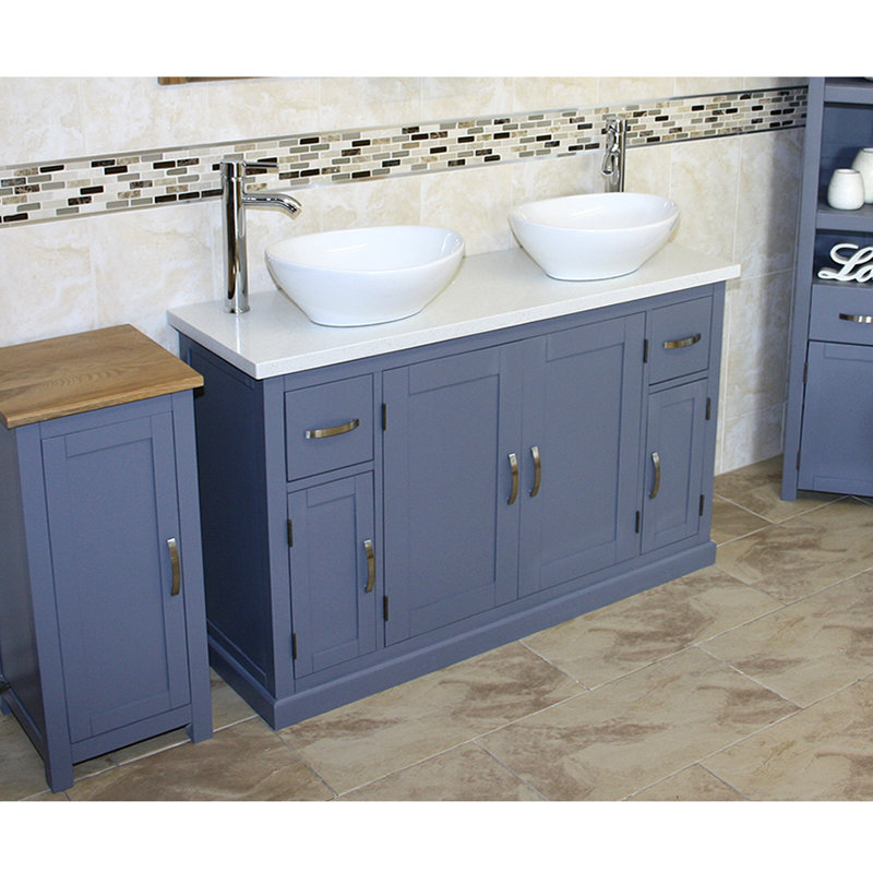 Regatta 1230mm Double Bathroom Vanity with Vessel Ceramic Basin, White 