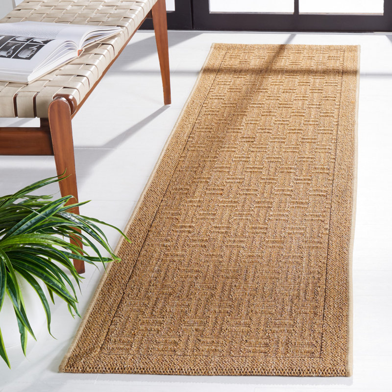 Tapis géométrique en jute et sisal Girard Beach, Tapis de couloir 2 pi x 8 pi