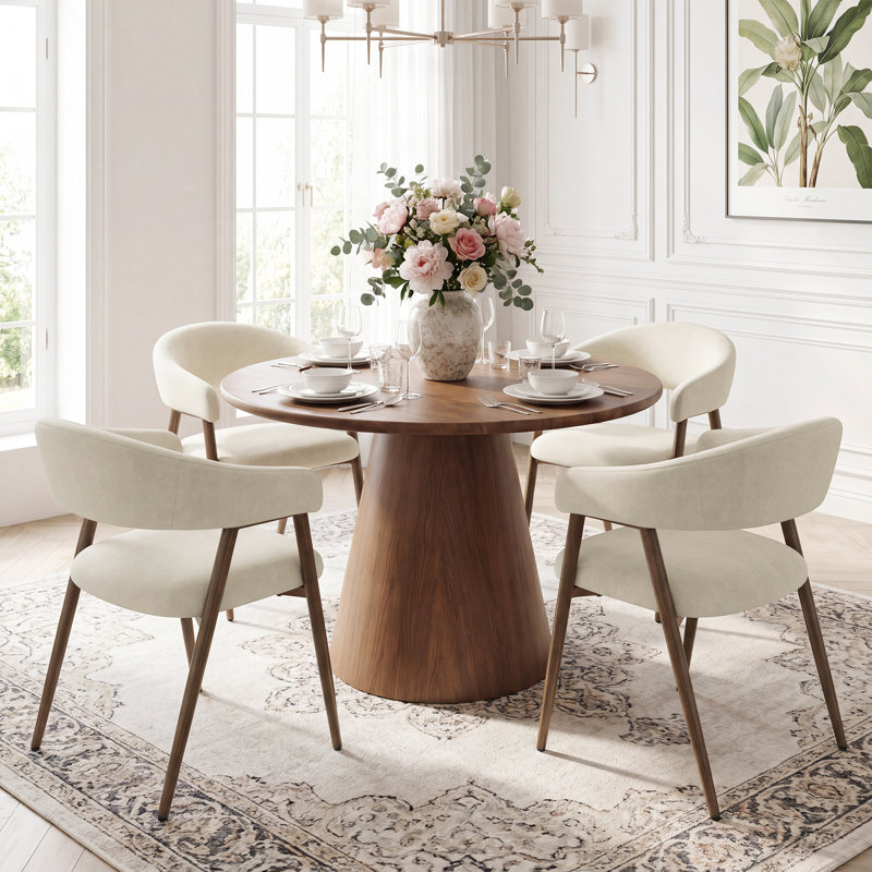  Chaises de salle à manger de style médiéval, chaises d'appoint rembourrées avec dossier incurvé et accoudoirs confortables