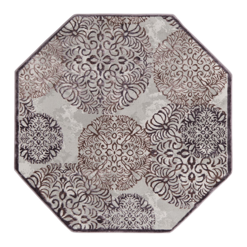 Tapis abstrait mauve Alissa, Octogone 4 pi x 4 pi