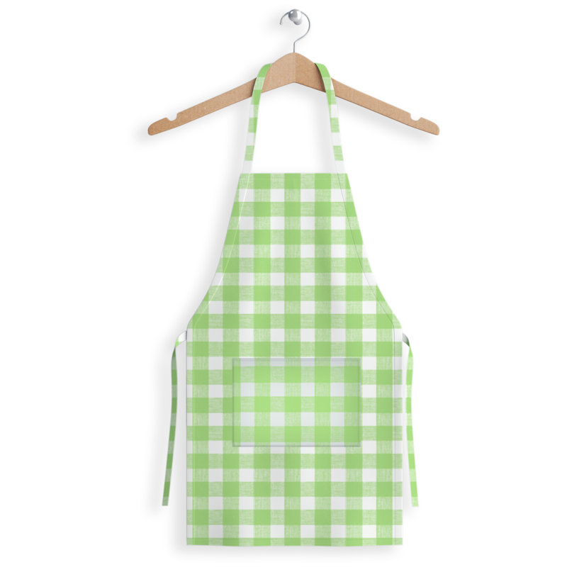 Plaid Bib Apron, Green/White