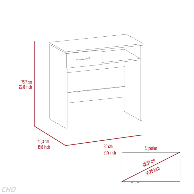 Home Office Set, Single Drawer, Keyboard Tray,Bookcase