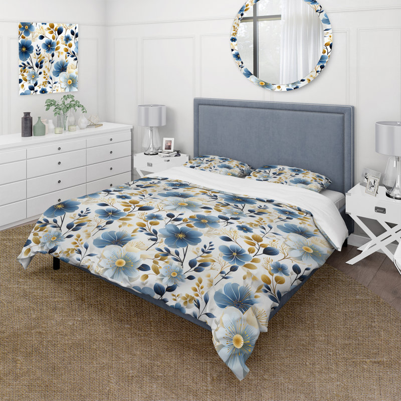 Ensemble de housse de couette Meadow, Housse de couette pour grand lit et 2 taies décor