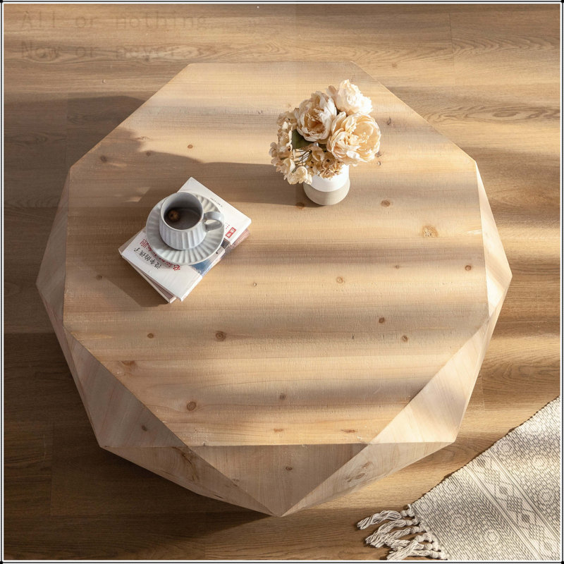 Table basse American Retro avec motif en relief 3D, Naturel, L 38,58 po