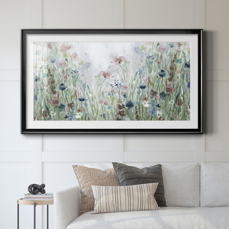" Wildflower Fields " Painting Print, 22.5" H x 42.5" W, Black