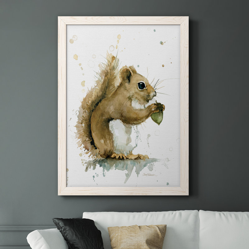 Récolte d'écureuil, peinture sur toile, H 31,5 po x l 23,5 po x P 1,5 po, Blanc