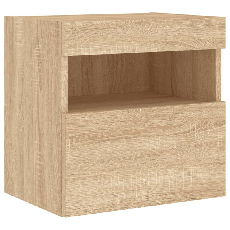 vidaXL TV Wall Stand with LED Lights Console Entertainment Centre Living Room, Sonoma Oak