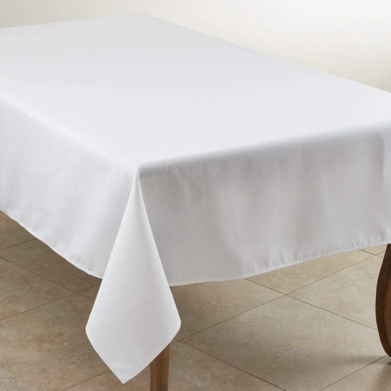 Daisylynn Rectangular Polyester Tablecloth, 140" L x 65" W, White