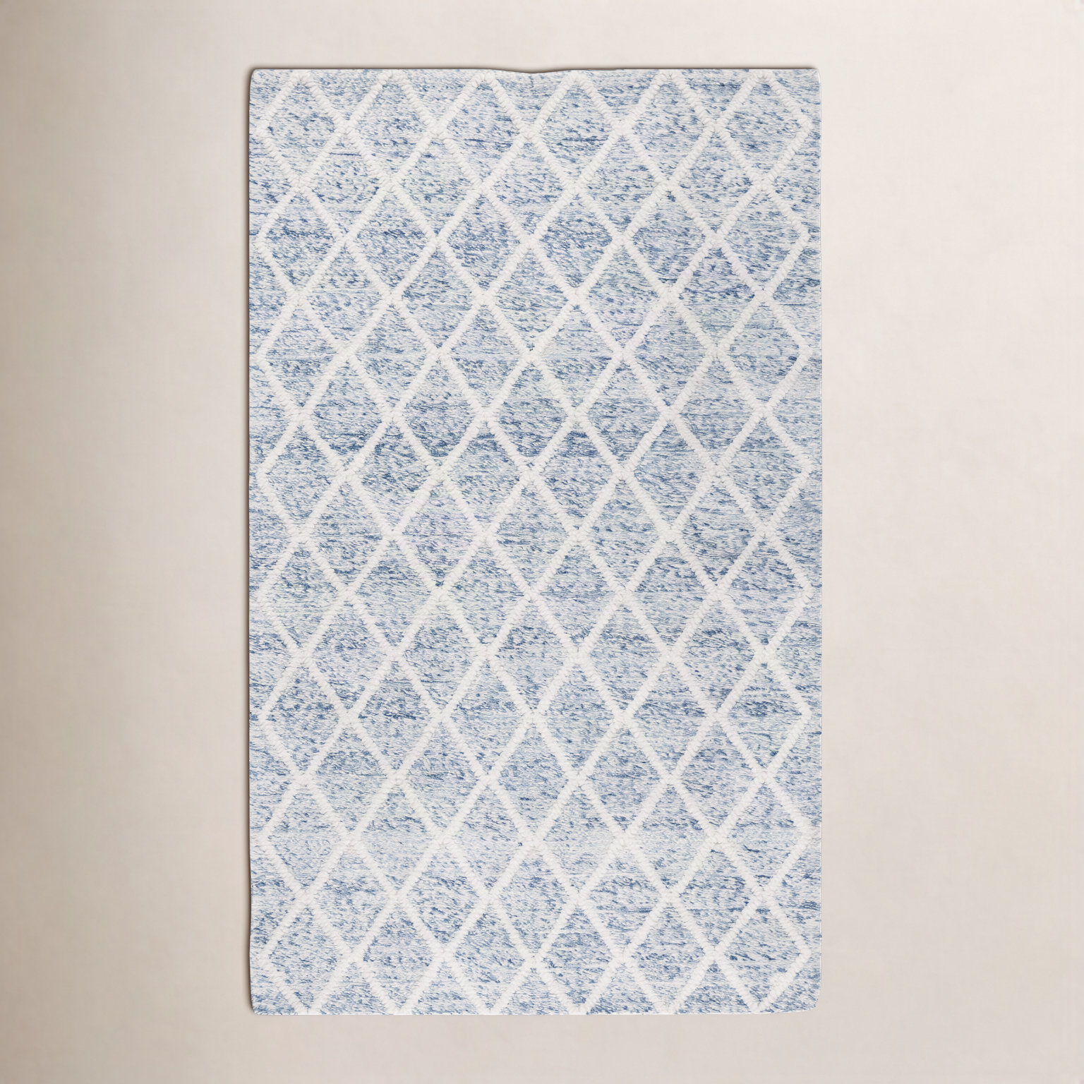 Russo Ivory Blue Hand-Woven Flatweave Rug, Rectangle 4' x 6'