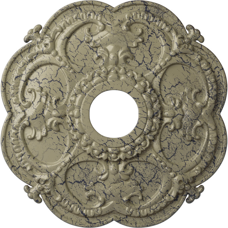 Médaillon de plafond l 3,5 po x P 3,5 po Rotherham, Pierre de château craquelé
